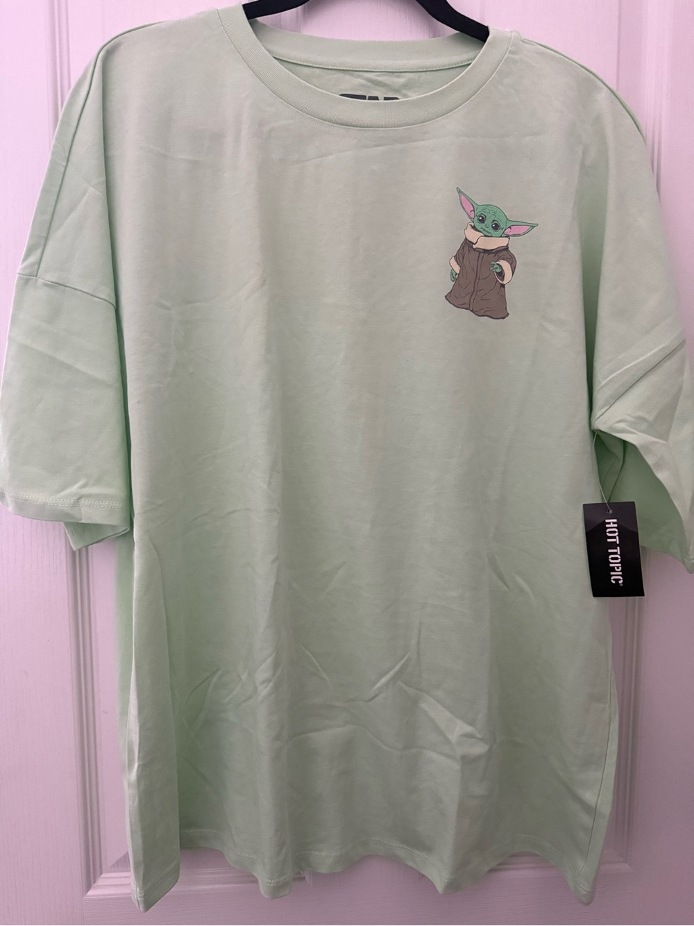 Hot Topic Baby Yoda Pocket Graphic Tee - Pale Green